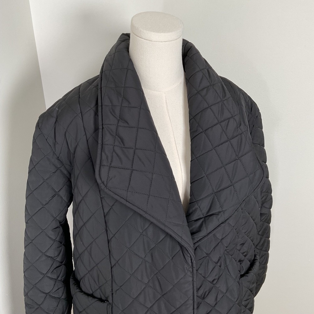 A Pea in the Pod Quilted Shawl Collar Long Coat Jacket Black XS Maternity - Picture 2 of 9